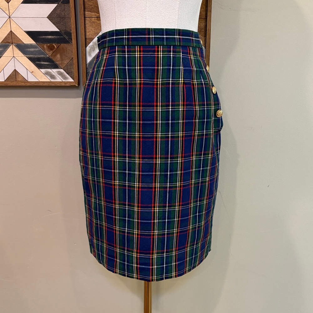 Ralph Lauren Blue and Green Plaid Pencil Skirt